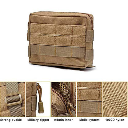 Molle Pouches, Tactical Admin Pouch Compact EDC Utility Gadget Gear Pouch Military Carry Accessory Belt Hanging Waist Bag - color: 2 pack-tan-7"(L) * 5.1"(H)