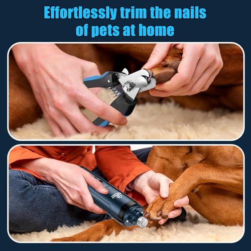 VIWIK Dog Nail Grinder, Dog Nail Trimmers with LED Lights, Pet Nail Clippers Kit for Large Medium Small Dogs & Cats, 2-Speed Quiet Electric USB Rechargeable Pet Paws Grooming Tool Blue - color: Blue+Blue