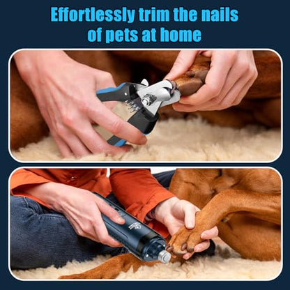 VIWIK Dog Nail Grinder, Dog Nail Trimmers with LED Lights, Pet Nail Clippers Kit for Large Medium Small Dogs & Cats, 2-Speed Quiet Electric USB Rechargeable Pet Paws Grooming Tool Blue - color: Blue+Blue