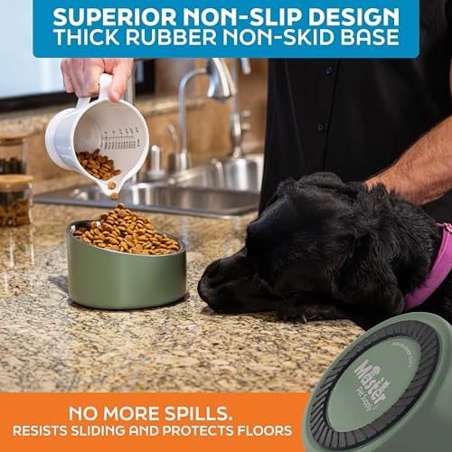 Master Pet Supply Stainless Steel Slanted Dog Cat Food Bowl - 24 oz Heavy Duty - Camo Patrol, Double Wall Insulated, Non-Slip Elevated Bowl for French Bulldogs Pugs Cats, Anti Rust Dishwasher Safe - color: Camo Patrol, size: 3 Cups (24 oz)