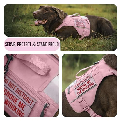 OneTigris Sentinel Pink Service Dog Vest with Patches, Reflective Lightweight Service Dog Harness with Pockets for Medium Large Dogs (Pink, L: Neck 18-25", Chest 27-36") - color: Pink, size: L: Neck 18-25", Chest 27-36"