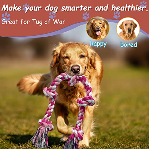 Lmlpt Tough Dog Rope Toy for Large Aggressive Chewers Heavy Duty Chew Toys,Pink