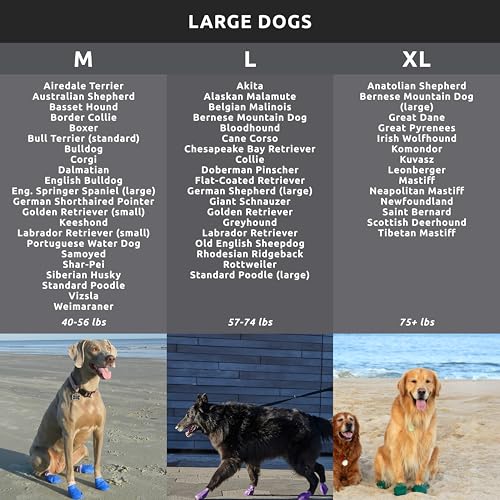 PawZ Rubber Dog Boots for Large Paws - All-Weather Waterproof Dog Shoes, Anti-Slip Traction for Rain, Snow, Mud & Hot Pavement - Pull-On Dog Booties, Black - X-Large (4" +) - Pack of 12 - size: XL