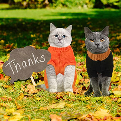 2 Packs Knitted Cat Sweater Thanksgiving Turtleneck Turkey Kitty Sweater Kitten Pet Cat Sweaters for Cats Only Warm Pullover Knitwear - size: Small (Pack of 2)