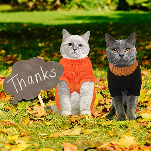 2 Packs Knitted Cat Sweater Thanksgiving Turtleneck Turkey Kitty Sweater Kitten Pet Cat Sweaters for Cats Only Warm Pullover Knitwear - size: Large (Pack of 2)