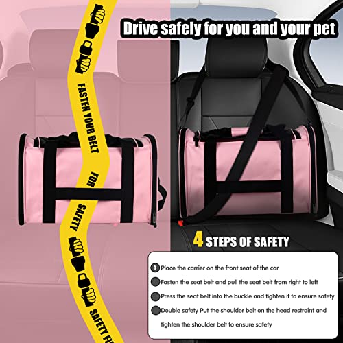 Cat Carrying Case - Pet Carrier Airline Approved, Protable and Breathable Pet Travel Carrier Removable Fleece Pad, Collapsible Cat Carrier Dog Carrier for Medium Cats Small Cats Dogs (Medium, Pink) - color: pink, size: 17.0"L x 11.0"W x 11.0"H