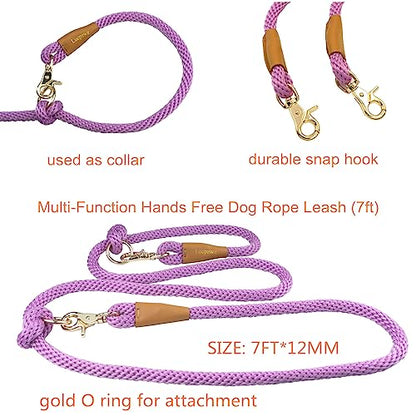 7FT Hands Free Dog Leash, Waist Dog Leash for Walking Running - color: Spring Crocus