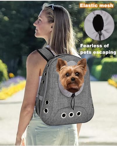 Small Dog Cat Chest Backpack Carrier,Large Space Ventilated Front Facing Backpack Carrier for Puppy,Lightweight Doggy Backpack for Hiking,Camping,Travel,Outdoor,Max 12 lbs(‌Gray) - color: ‌Gray