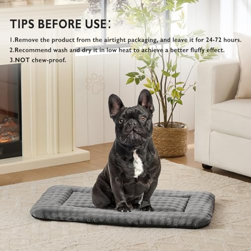 Dog Bed Mat Crate Pad for Medium Dogs, Washable Soft Pet Sleeping Mat Kennel Pad with 3D Bubble Pattern, Grey, 30"x 19" - color: Grey, size: 30"L x 19"W x 1.5"Th