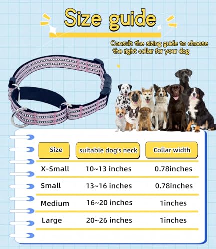 Martingale Dog Collars with Quick Release Buckle, Heavy Duty Nylon Reflective Dog Collar, NO Pull Walking Training Collar for Large, Medium, Small Dogs (Pink, Small) - color: Pink, size: Small