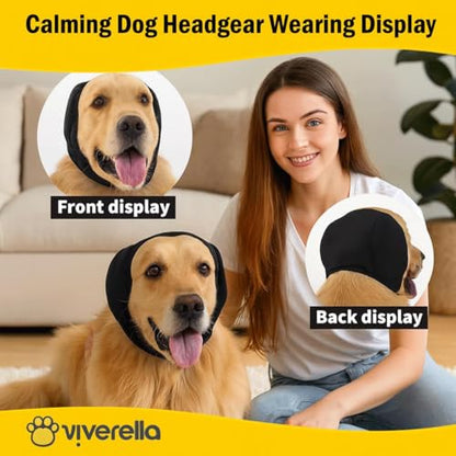 Dog Ear wrap Calming Hoodie Ear Wraps, Comfortable Quiet Ears Cover Muffs Plug Waterproof & Adjustable Dog Head Wrap Bonnet for Noise Protection Firework Grooming Bathing Anxiety Thunderstorms - size: Medium