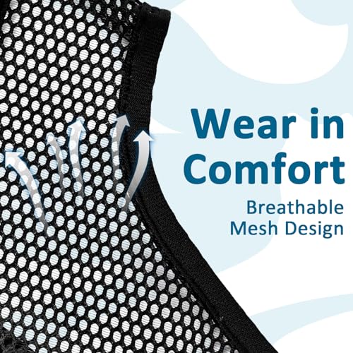 LUCKYPAW Dog Muzzle, Mesh Muzzle for Large Medium Small Dogs, Soft Mouth Cover to Prevent Biting Chewing with Adjustable Head Strap, Allows Panting and Drinking, Perfect for Vet Visit (Black, L) - size: L