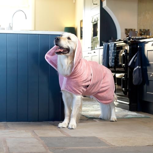 Lucky Pooch® Dog Robe - Luxurious Dog Bathrobe - Ultra Absorbent Dries Your Dogs in Minutes! Double-Layer, Super Soft Towel and Bath Robe All in One (S, Dusty Pink) - color: Dusty Pink, size: S