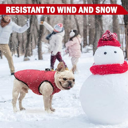 SCENEREAL Winter Dog Vest Coat with Harness Built In, Warm Puppy Jacket for Small Medium Dogs, Cold Weather Coat with Zipper, Fleece Puffer Vest Windproof Snow Clothes - color: #1 Red - Matte, size: XS(Chest 11.5")-Regular