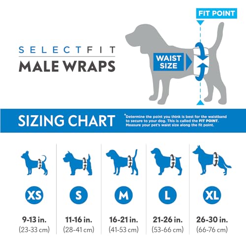 Paw Inspired Select Fit Male Dog Diapers, Disposable Male Wraps with Wetness Indicator| Belly Bands for Small, Medium, Large Dogs (Small, 20 Count) - size: Small