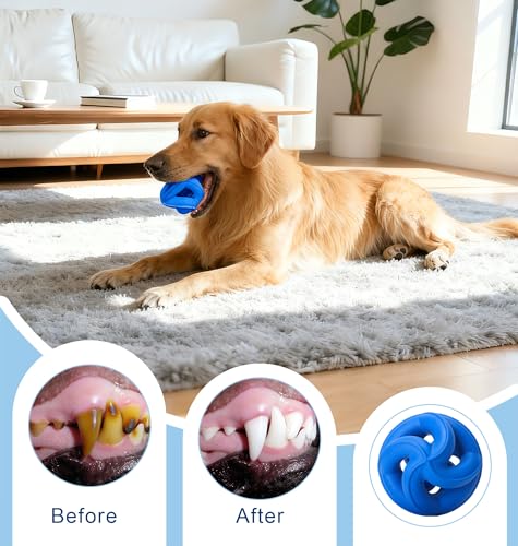 Natural Rubber Indestructible Dog Toys, Durable Dog Chew Toys for Aggressive Chewers - Non-Toxic, Dishwasher Safe, Interactive Dog Toys for Medium Large Breed Dogs, Fetch Training, 4", Navy - color: Navy