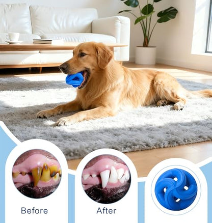 Natural Rubber Indestructible Dog Toys, Durable Dog Chew Toys for Aggressive Chewers - Non-Toxic, Dishwasher Safe, Interactive Dog Toys for Medium Large Breed Dogs, Fetch Training, 4", Navy - color: Navy