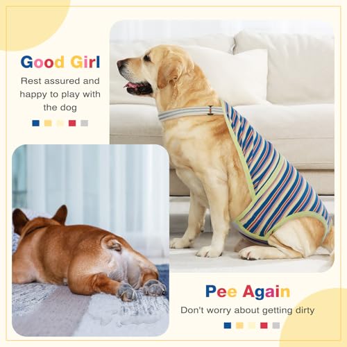 Dog Diapers Female,Female Dog Diapers for Heat Large Dogs, Washable Onesie Sanitary Pantie with Adjustable Suspender Washable, Reusable Period Panties Doggie Diaper, XL - color: Dark blue, size: X-Large