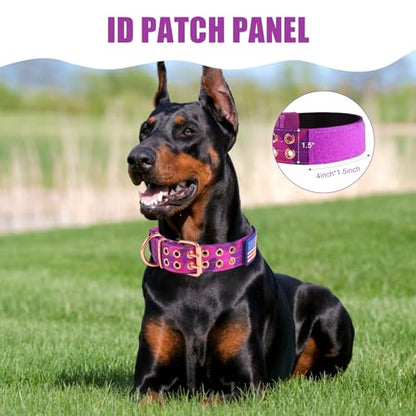Heavy Duty Tactical Dog Collar with Neoprene Padded and Metal Buckle, Reflective Nylon for Medium to Large Dogs(Purple Camo, Large) - color: Purple Camo, size: Large (Pack of 1)