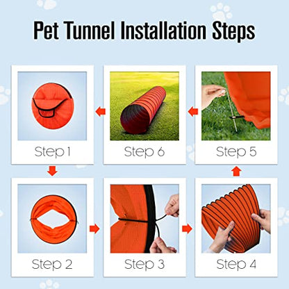 Houseables Dog Agility Tunnel, Dog Tunnel, Agility Equipment, 18 Feet, Puppy Obstacle Course, Crawling, Pet Playground, Small, Medium, Large, Indoor/Outdoor, Play, Pop Up Set, Exercise Tube, Toy, Red - color: Red