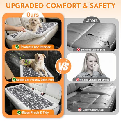 Backseat Dog Bed Mat for Car, Non-Slip Scratch-Resistant Dog Car Seat Cover, Soft Thick Pet Travel Cushion, Washable Back Seat Protector Blanket for Cars SUVs Trucks, 53 x 24 Inches - color: Grey Star Pattern