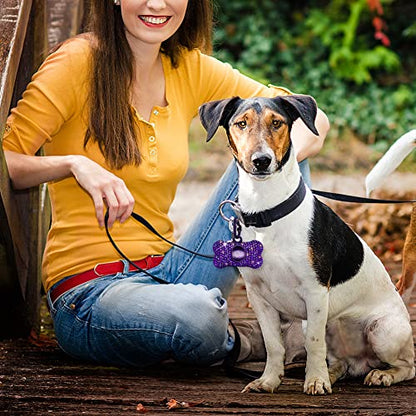SAVORI Dog Poop Bag Holder Bling Crystal Dog Waste Bags Dispenser for Pet Dog Doggy with Carabiner Clip Includes 1 Roll 15 Bags (Purple) - color: Purple