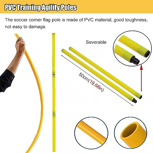 Slalom Training Agility Poles with Metal Spikes, Removable Coaching Sticks for Soccer Drills and Training, Spring Loaded Poles Soccer Technical Skills Training(Yellow B,1.5m(5ft)) - color: Yellow B, size: 1.5m(5ft)