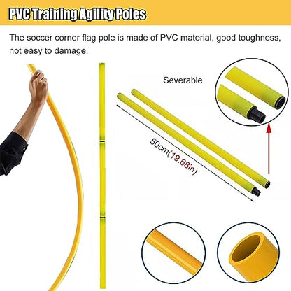 Slalom Training Agility Poles with Metal Spikes, Removable Coaching Sticks for Soccer Drills and Training, Spring Loaded Poles Soccer Technical Skills Training(Yellow A,1.5m(5ft)) - color: Yellow a, size: 1.5m(5ft)