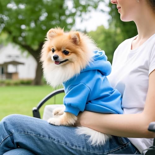 Idepet Pet Dog Hoodies Dog Clothes for Small Dogs Vest Chihuahua Clothes Warm Coat Jacket Autumn Puppy Outfits Cats Dogs Clothing(M,Dark Blue) - color: Dark Blue, size: Medium