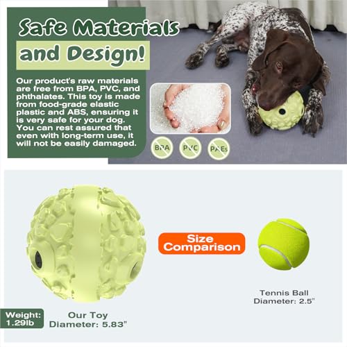 KADTC XL Dog Roll Wobble Giggle Ball, Chew Toy for Large Aggressive Chewers | Dual-layer shell, raised texture, sound-triggered chase-carry fun for home, yard, and water play; boredom relief, energy burn