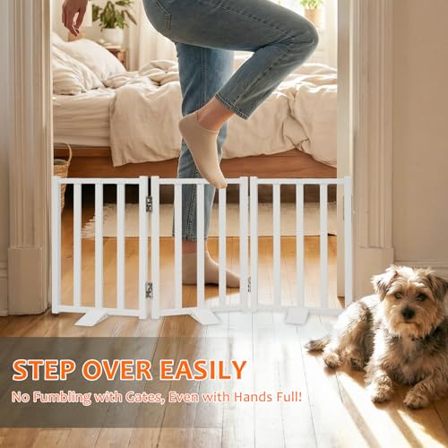 Snagle Paw Short Dog Gate,16.5" Tall Freestanding Metal Dog Gate Only for Small Dogs with Support Feet Easily Step Over,Up to 36" Wide Puppy Gate Indoor for Stairs,Doorways(White,3 Panel) - size: White-3 Panels 16.5"H*36"W
