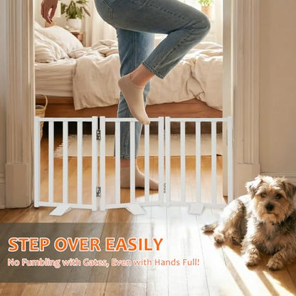 Snagle Paw Short Dog Gate,16.5" Tall Freestanding Metal Dog Gate Only for Small Dogs with Support Feet Easily Step Over,Up to 36" Wide Puppy Gate Indoor for Stairs,Doorways(White,3 Panel) - size: White-3 Panels 16.5"H*36"W