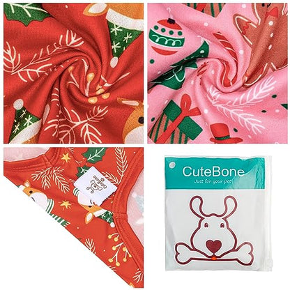 CuteBone Dog Shirts 2-Pack Soft Pet Clothes Breathable Summer Vest for Small Puppy and Stretchy Cat Apparel - color: Gingerbread man&reindeer, size: Small