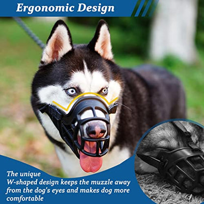 BARKLESS Dog Muzzle, Basket Muzzle Anti Biting Chewing, Sturdy Lightweight Cage Mouth Cover for Small Medium Large Sized Dogs, Allows Panting Drinking, Suitable for Grooming Trimming Training - size: 3 (Snout 9½-10½")