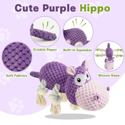 TOOPTATE Squeaky Dog Toy - Plush Interactive Chew Toy for Large, Medium and Small Dogs, Keeps Them Busy (Purple, Medium) - color: Purple, size: Medium