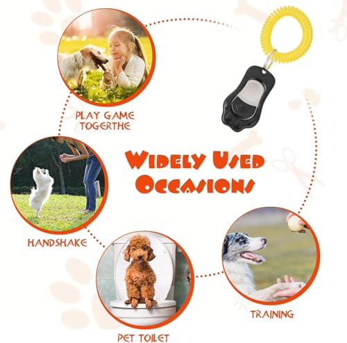 AYNEFY Pet Behavioral Training Clicker, Shaped 3 Gears Adjustable Volume Pet Dog Training Clicker Puppies Training Behaviour Whistle with Wrist Strap(Black) - color: Black