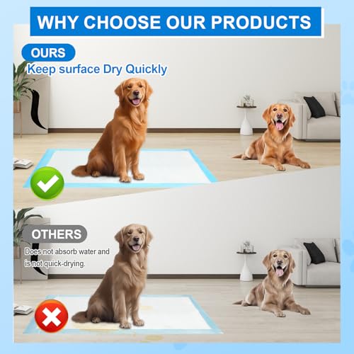 Thick Odor Neutralizing Disposable Dog Training Pads Heavy Duty Absorbent Pet Pee Pads for Dogs Odor Control Ultra Absorbent Dog Training Pads Large Size (50, M)