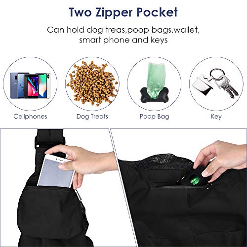 Lukovee Dog Sling Carrier, Hard Bottom Support & Adjustable Soft Padded Shoudler Strap Dog Slings for Small Dogs, Dog Purse with Drawstring Mesh Opening & Zipper Pockets for Puppy Cat Pet (Black) - color: Black
