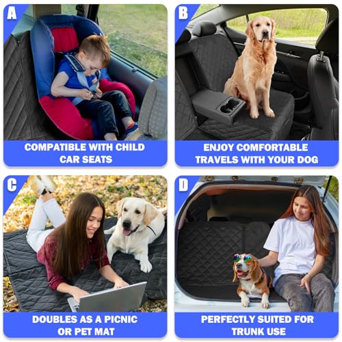 Yonktoo Dog Car Seat Cover for Back Seat, Car Seat Cover 60/40 Split Bench for Family Car, Compact SUV, MPV - Standard - 53" W - size: Standard - 53" W