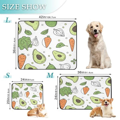 Qilmy Avocados Pet Mat, Waterproof Reusable Dog Training Pad Anti-Slip Pet Creat Pad for Small Medium Large Dogs and Cats - size: Smallx3