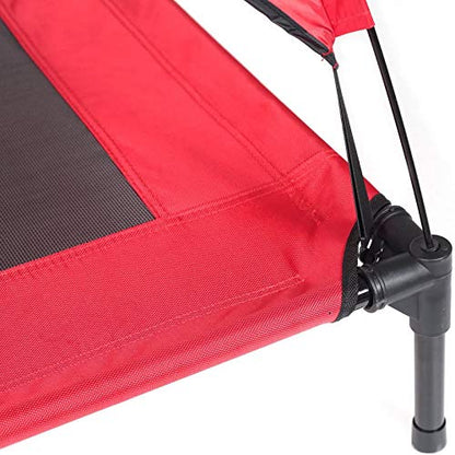 Elevated Dog Bed with Removable Canopy w/Convenient Carrying Bag Indoor Shade 1680D Portable Raised Oxford Fabric Outdoor Cooling Dog Cot Cat Bed Pet Tent for Camping (30", Red)