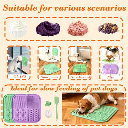 7.87" Dog&Cat Lick Mat with Suction Cups Set,Frozen Treat Toy for Puppy,Dog Enrichment Toy Foam Ball for Anxiety Relief - color: Purple