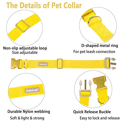 Nylon Dog Collar - Adjustable Yellow Soft Webbing Dog Collars for Small Medium Large Dogs Boy Girl Puppy Collar with Safety Metal Buckle XS - color: Nylon-Yellow, size: XS