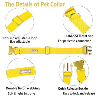 Nylon Dog Collar - Adjustable Yellow Soft Webbing Dog Collars for Small Medium Large Dogs Boy Girl Puppy Collar with Safety Metal Buckle XS - color: Nylon-Yellow, size: XS