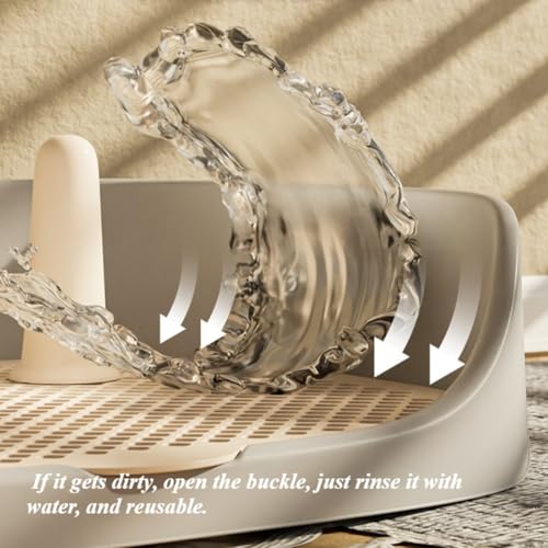 Dog Toilet Training Potty Tray, Reusable Training Pad Holder Pet Bedpan, Indoor Puppy Potty Trainer for Small Dogs Puppies and Small Animals 15.75''LX11.81''WX4.33''H (Grey) - color: Grey