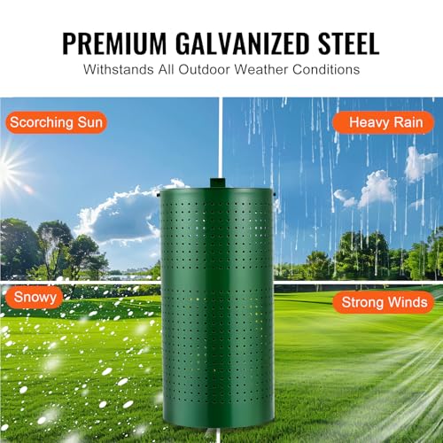 VEVOR Dog Poop Trash Can With 50 Liner Bags, 11.5 Gallons Outdoor Waste Bin With Lid & Liner Clip for Pet Waste Station, Disposal Container for Garden Backyard Park