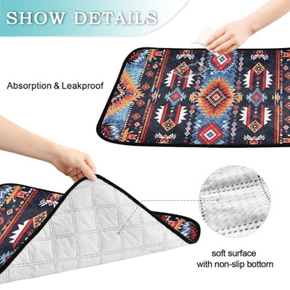 Qilmy Aztec Pet Mat, Waterproof Reusable Dog Training Pad Anti-Slip Pet Creat Pad for Small Medium Large Dogs and Cats - size: Smallx3