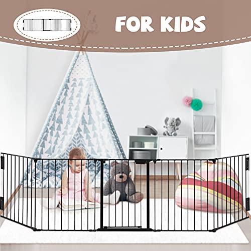 118" Wide Baby Gate Metal Safety Playpen - Fireplace Fence for Toddler/Pet/Dog, Fits 72"- 118" Wide, 5-Panel (30" H, Black) - size: 118" Wide, 5-Panel (30" H)