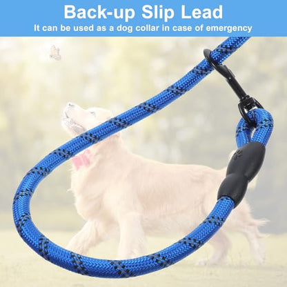 6 Pcs Heavy Duty Rope Dog Leash, 5 FT Nylon Pet Leash with Reflective Thread, Soft Padded Handle Thick Lead Leashs for Large Medium Dogs Small Puppy,0.4inch X 5 FT (18~120 lbs)