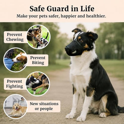 Dog Muzzle – Mesh Soft Muzzle for Small Medium Large Sized Dogs, Adjustable for No Bark, Scavenging, Licking & Chewing, Prevent Biting, Black (L) - size: L